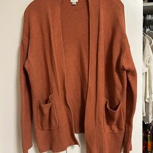 a new day Orange Cardigan Sweater with Ribbed Details